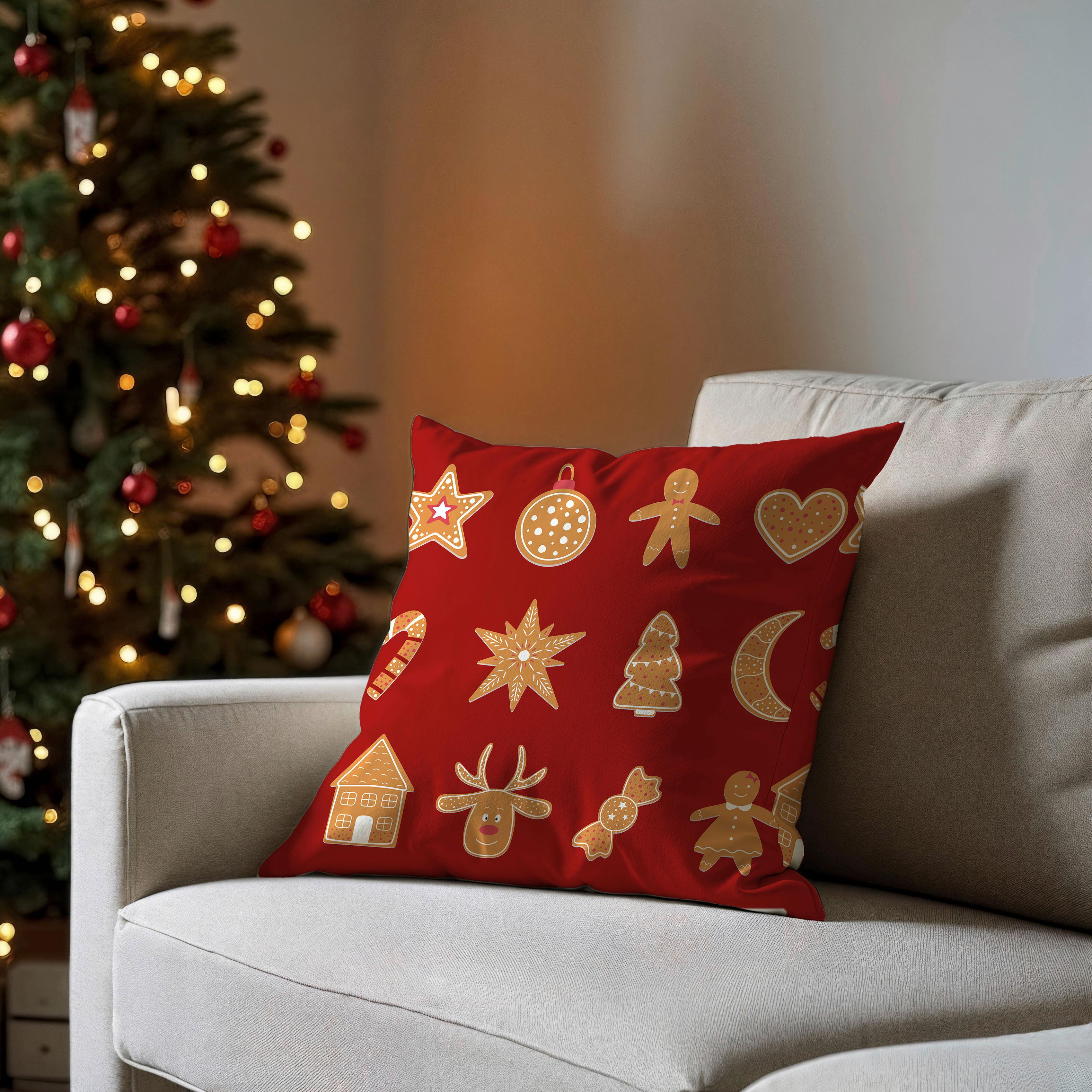 Díszpárnahuzat Gingerbread Kb. 45/45cm - piros/konyak, textil (45/45cm)