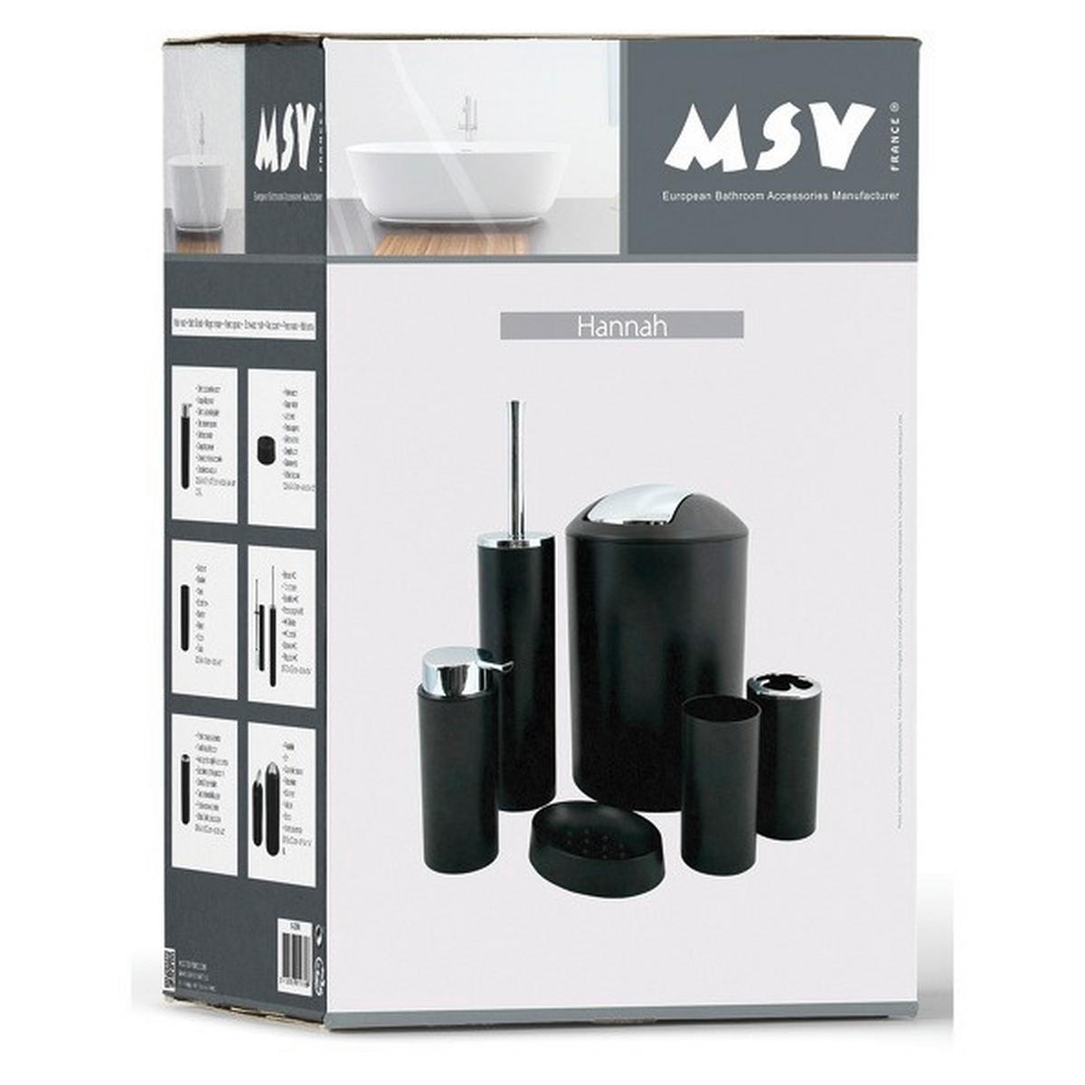 Bad Accessoire Set 6-Teilig Hannah, Schwarz - Schwarz, Basics, Kunststoff (19,7/19,7/29,8cm) - Spirella