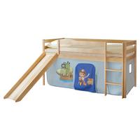 Spielbett Manuel Blau Kiefer Massiv 90 cm Rutsche Leiter - Blau/Kieferfarben, Natur, Holz (90/200cm) - MID.YOU