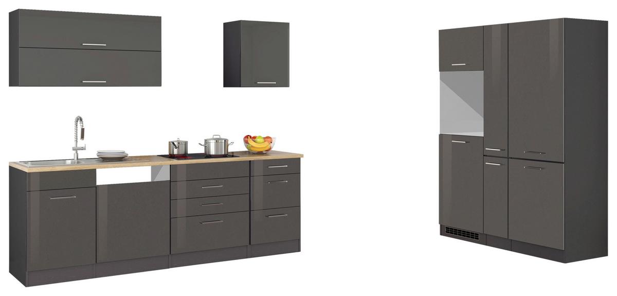 Küchenleerblock Mailand Graphitfarben B: 390cm - Graphitfarben/Sonoma Eiche, MODERN, Holzwerkstoff (390cm) - Held