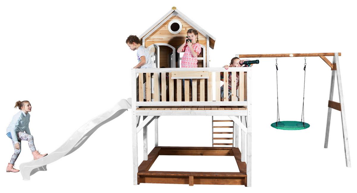 Spielturm A030.154.91 - Weiß/Braun, KONVENTIONELL, Holz (613/291/277cm) - Ambia Garden