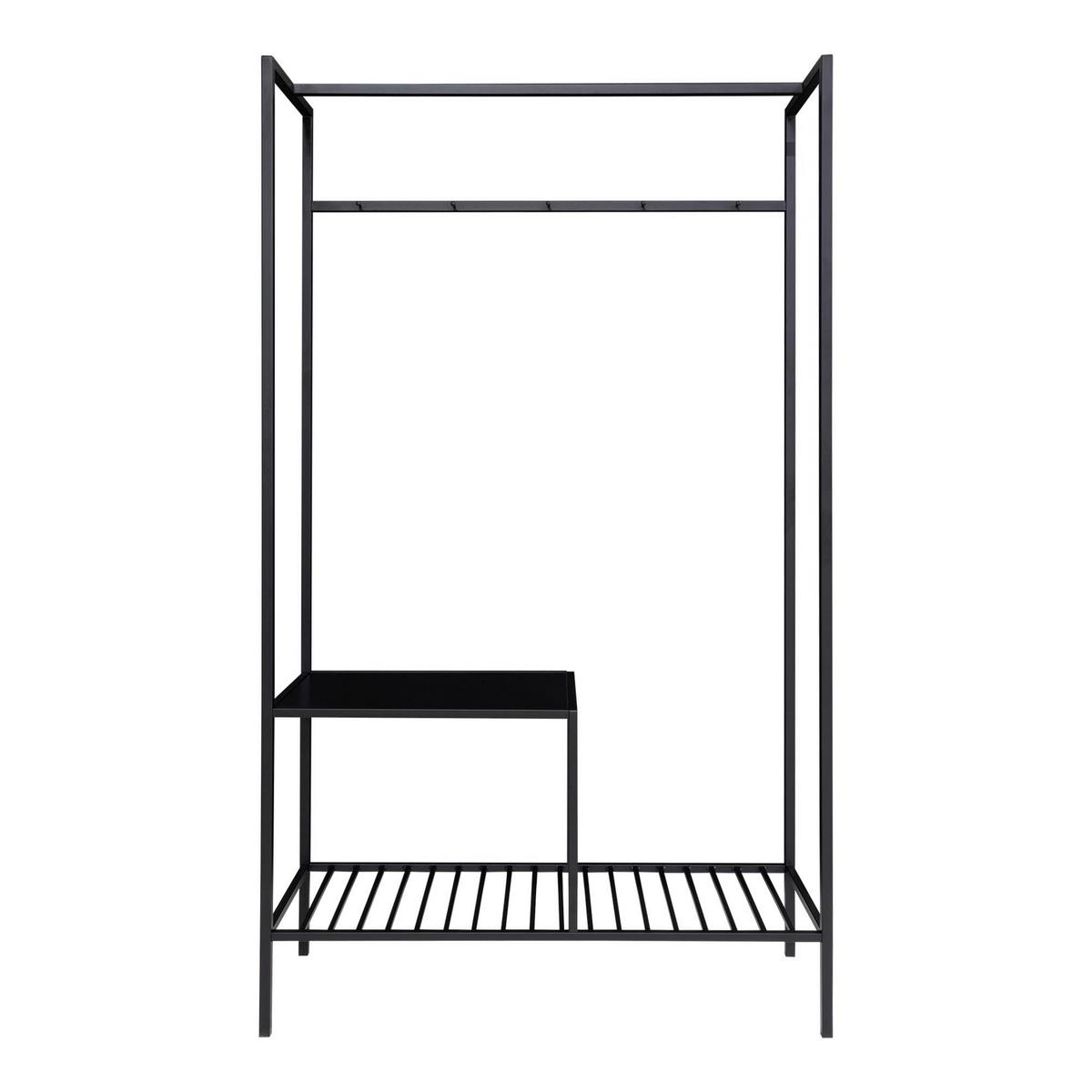 GARDEROBE Vita Schwarz B: 101cm - Schwarz, Basics, Holzwerkstoff/Metall (101/170/38cm) - MID.YOU