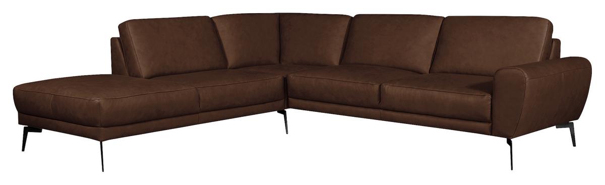 Ecksofa Spring D. Scwarz S: 250x273 cm - Dunkelbraun/Schwarz, Design, Leder (250/273cm) - Livetastic