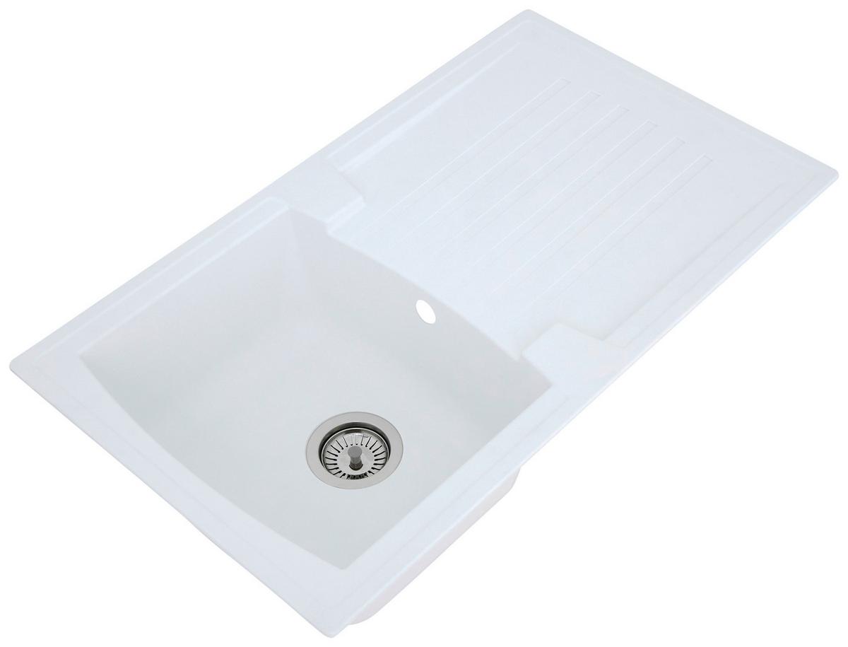 Spüle Respekta Boston Stein Bxt: 86x50 Cm - Weiß, Trend, Glas/Kunststoff (86/20/50cm) - Respekta