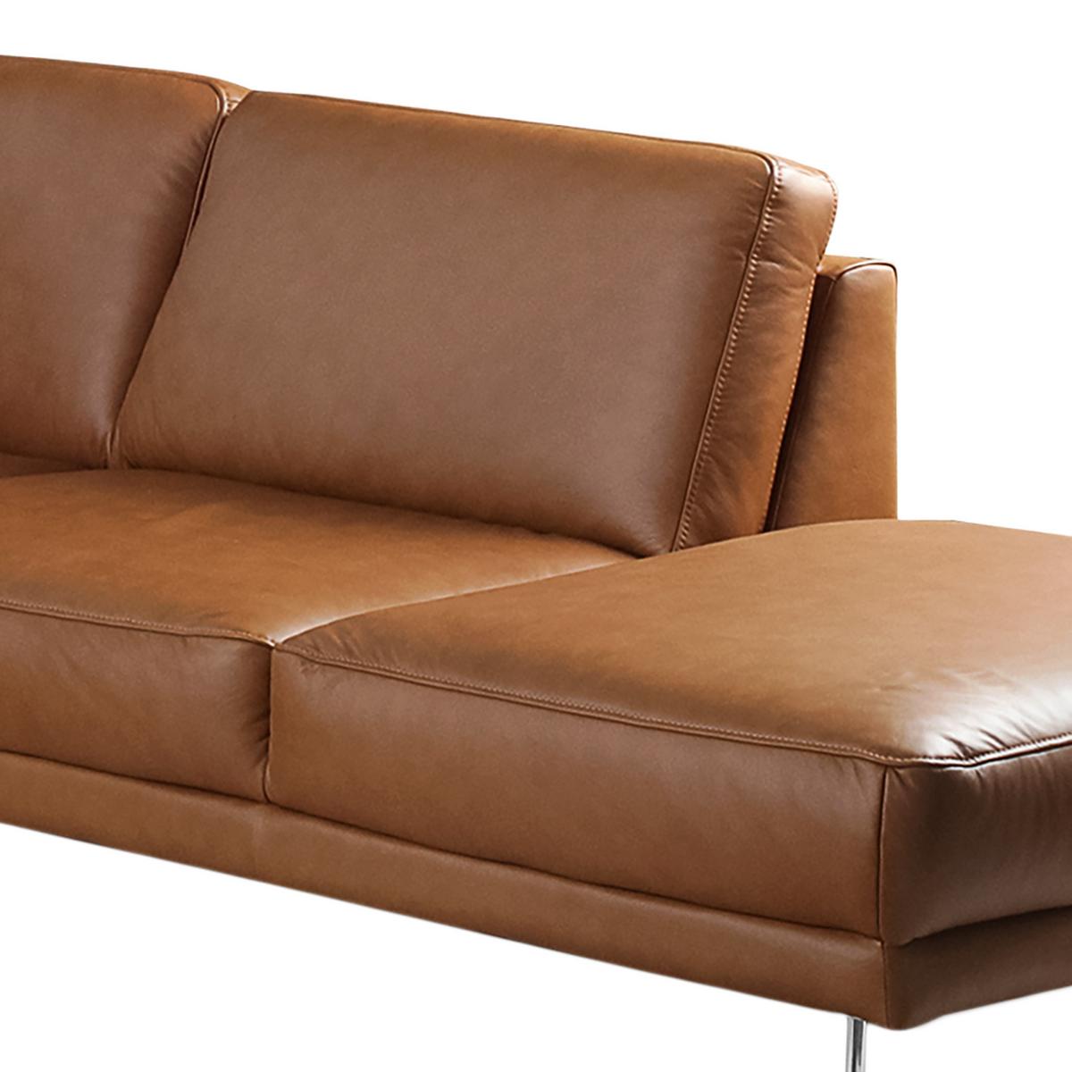 Ecksofa Spring Cognac Chrom S: 273x250 Cm - Chromfarben/Cognac, Design, Leder (273/250cm) - Livetastic