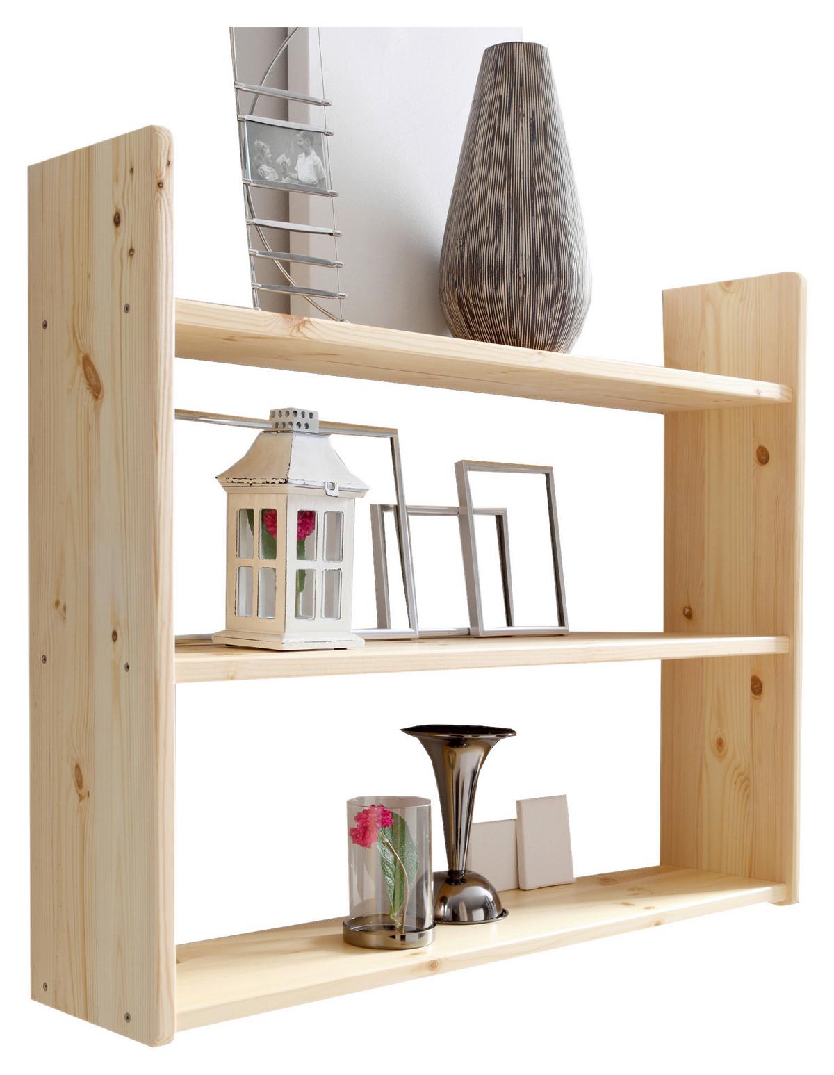 Nástěnný regál MONA přírodní - barvy borovice, Basics, dřevo (90/74/20cm) - MID.YOU