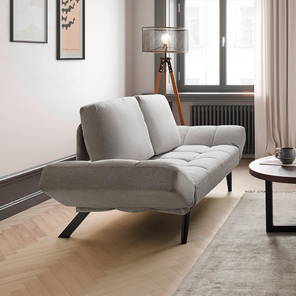Rozkladacia pohovka AURELIA, svetlosivá - čierna/svetlosivá, Modern, kov/drevo (191/73/78cm) - Bessagi Home
