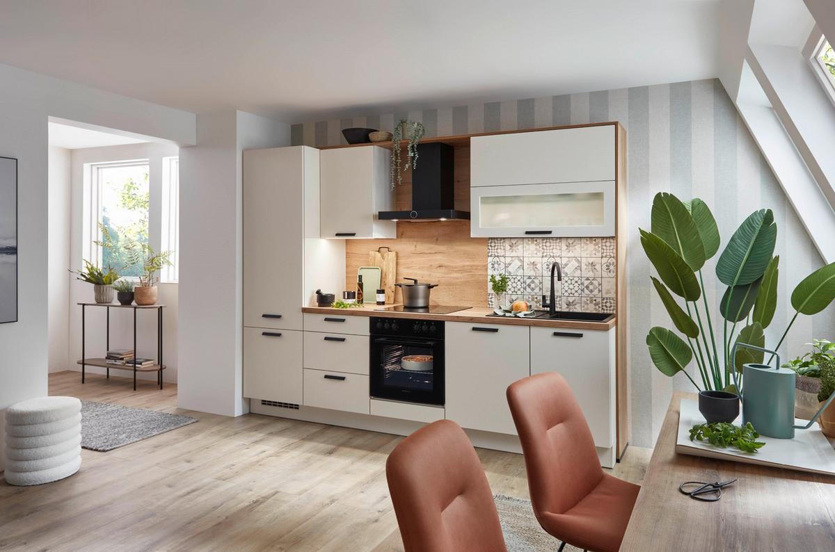 Küchenblock Sofia - Eichefarben/Magnolie, Design, Holzwerkstoff (293cm) - Vertico