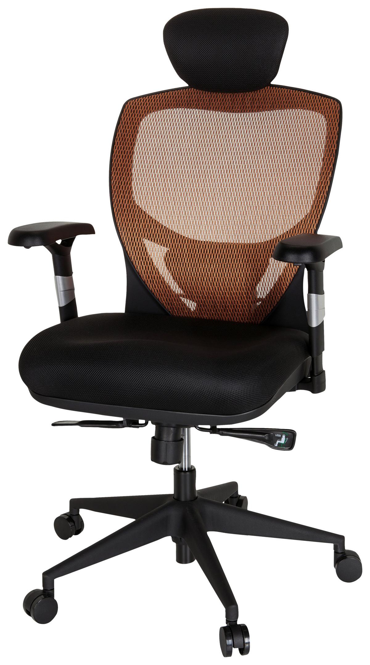 Bürostuhl Venus Base Orange/schwarz Bis 120 Kg - Schwarz/Orange, Basics, Kunststoff/Textil (66/117/65cm) - MID.YOU