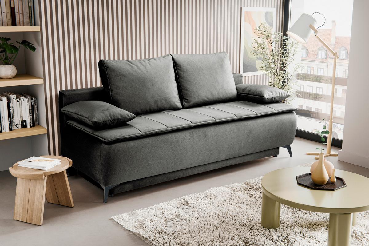 Schlafsofa Sendi Greige B: 210cm - Greige/Schwarz, Basics, Holz/Textil (210/103/90cm) - MID.YOU