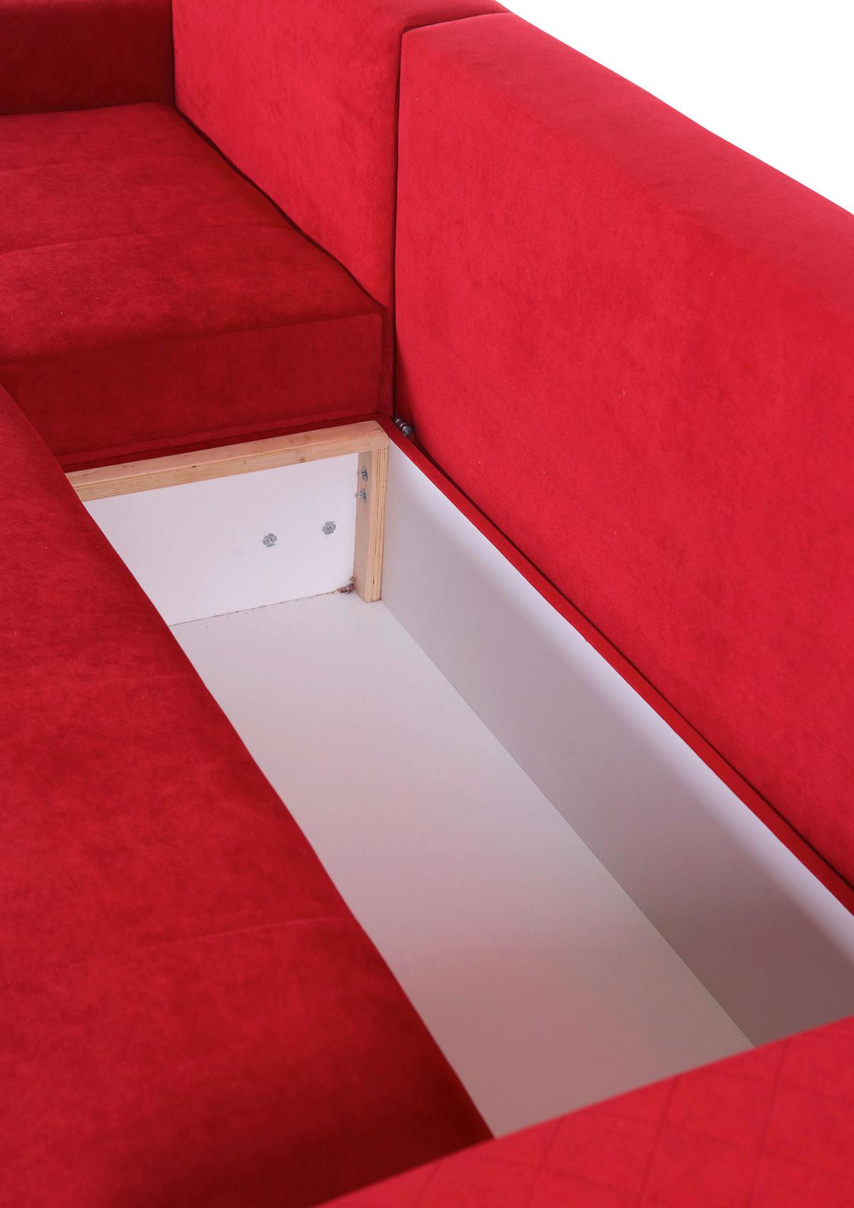 ECKSOFA BARKLEY - Rot/Schwarz, KONVENTIONELL, Textil (176/243cm) - MID.YOU