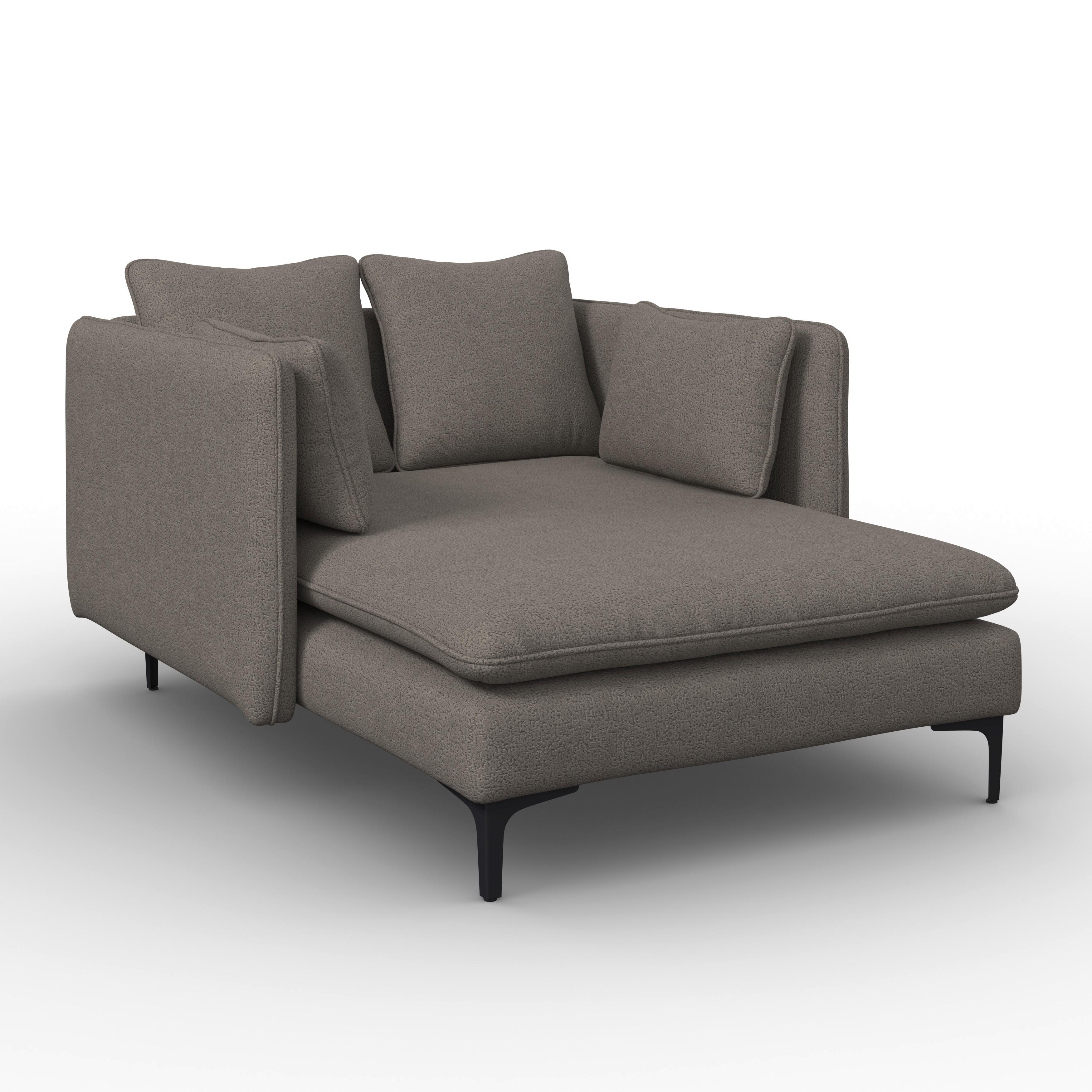 Relaxačné ležadlo SANDY, sivá ženilka, max.140 kg - čierna/sivá, Modern, kov/drevo (120/74/160cm) - Bessagi Home