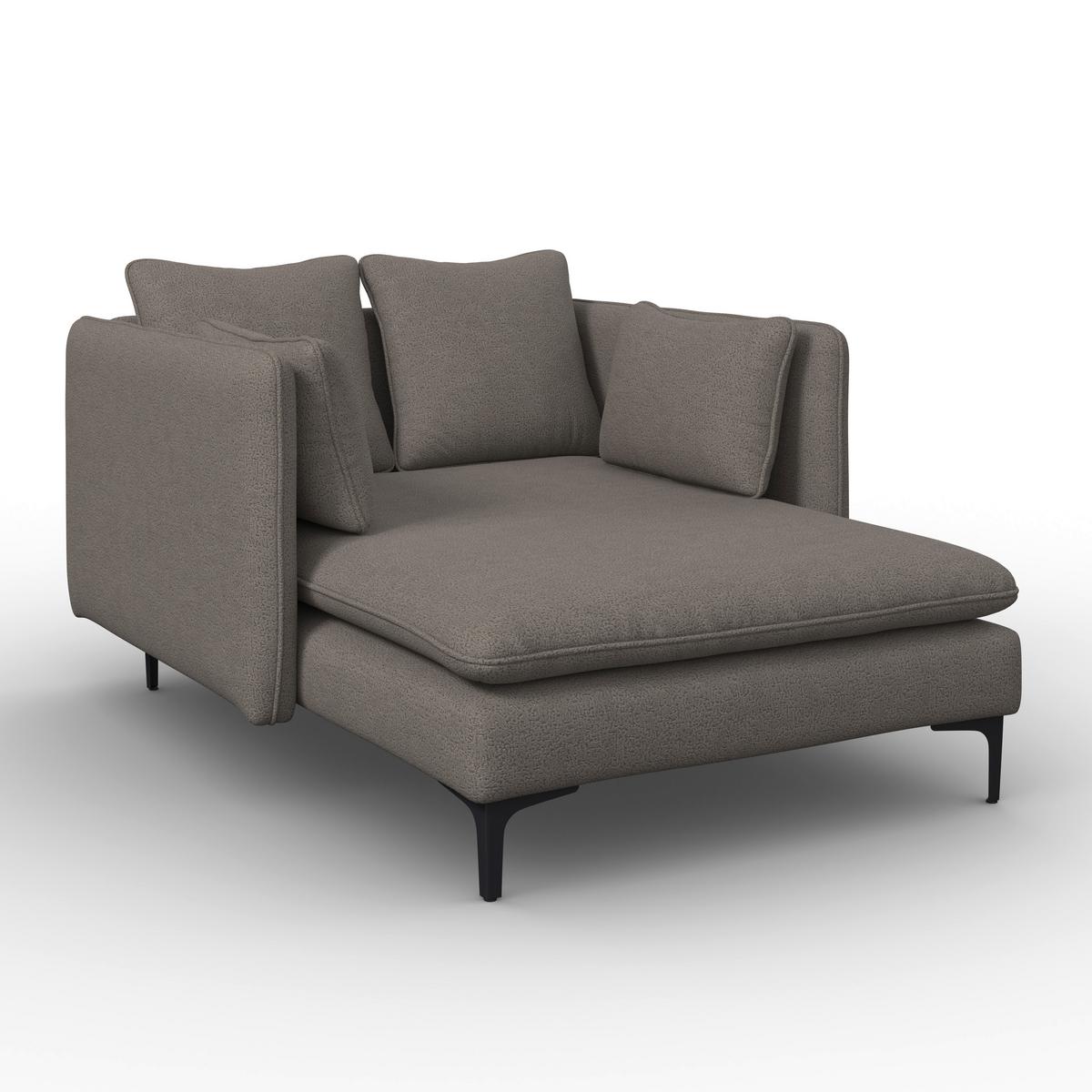 Relaxačné ležadlo SANDY, sivá ženilka, max.140 kg - čierna/sivá, Modern, kov/drevo (120/74/160cm) - Bessagi Home