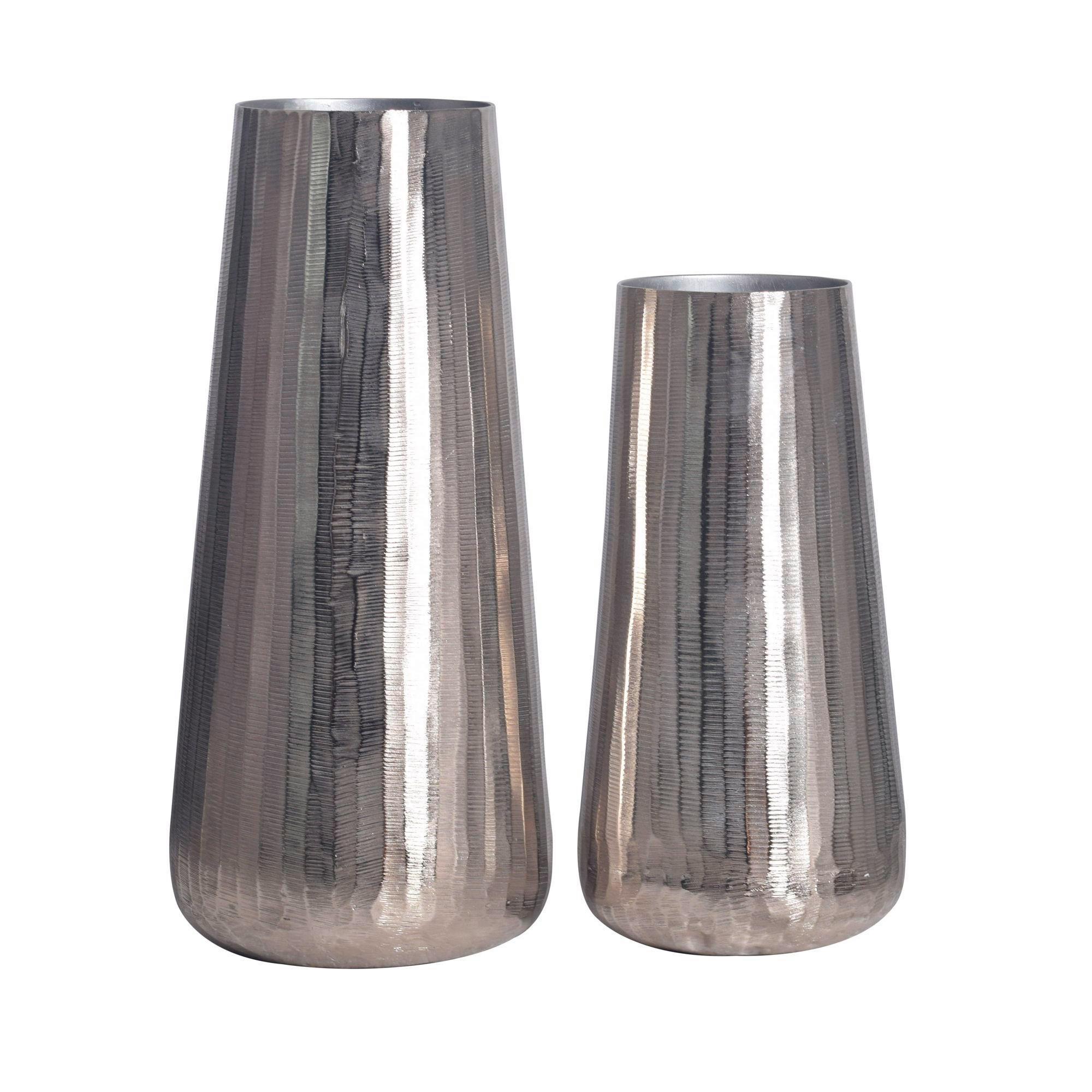 Dekovase 2er Set Silberfarben B: 21 cm - Silberfarben, Design, Metall (21/45/21cm) - Livetastic