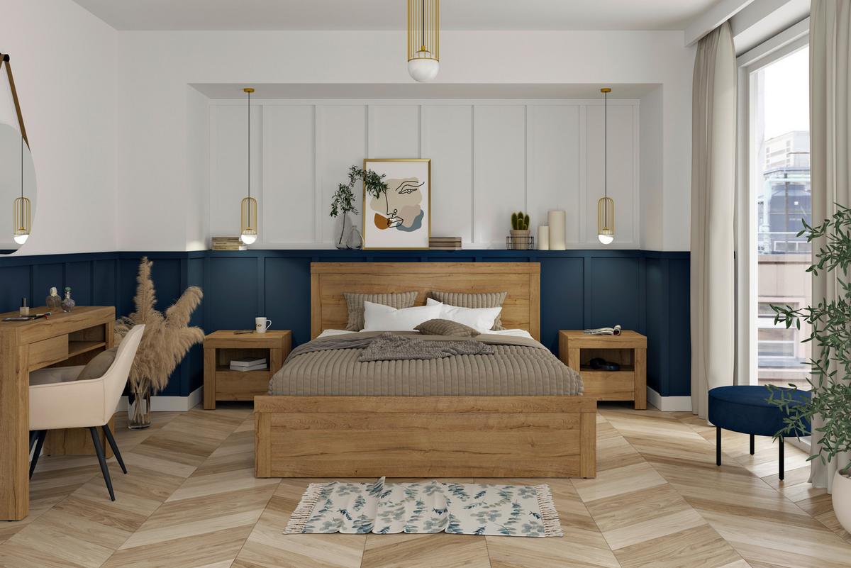 Bett 120x200 Cm Holten Eiche Dekor - Eichefarben/Schwarz, MODERN, Holzwerkstoff (120/200cm) - MID.YOU