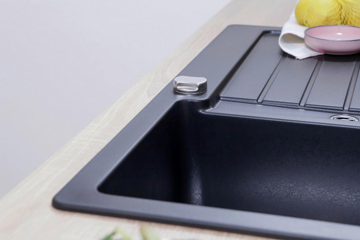 Spüle Austin Schwarz B: 86 cm - Schwarz, Design, Stein (86/21/50cm) - Respekta