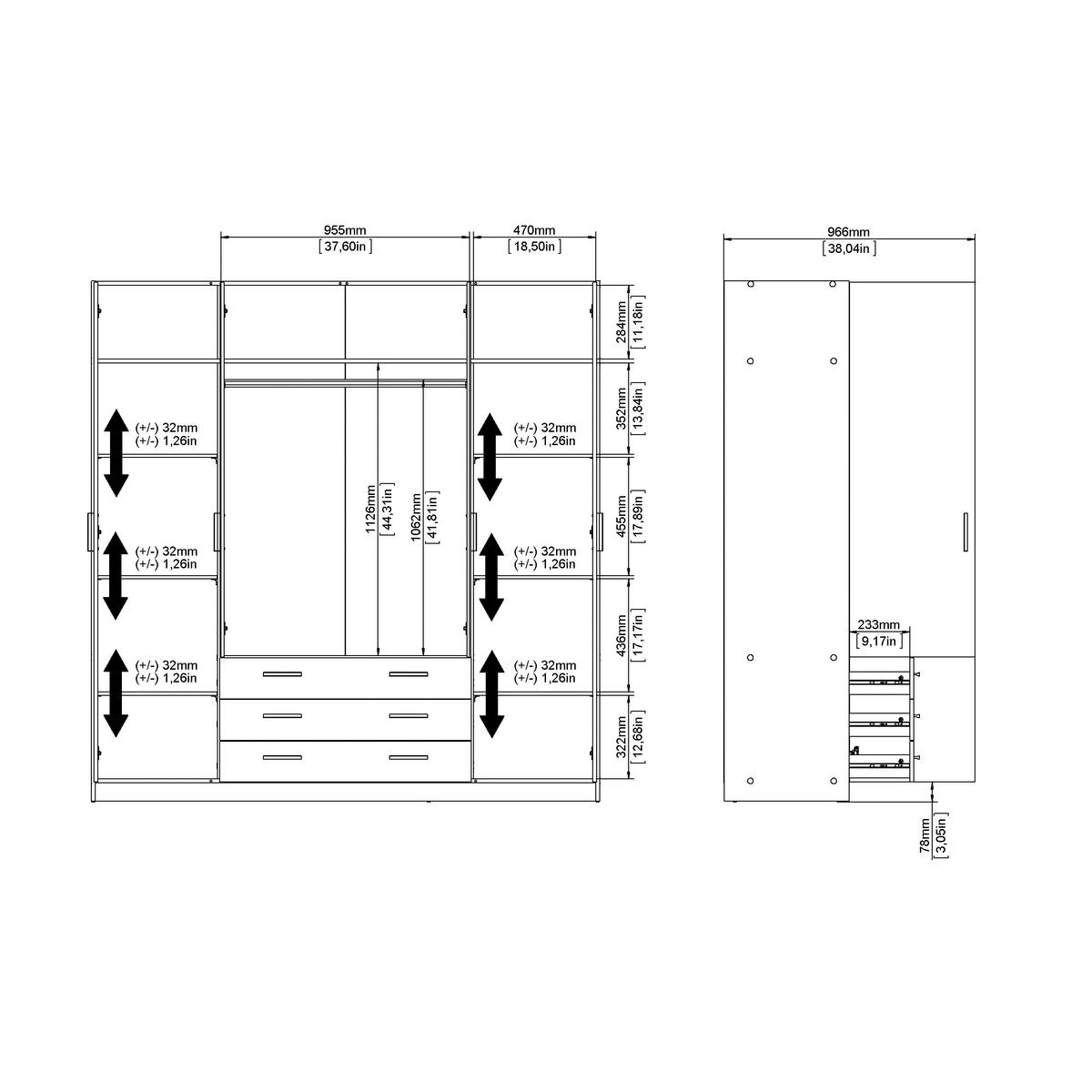 Kleiderschrank Sprint, Weiß, B: 195,5 cm - Weiß, Basics, Holzwerkstoff (195,5/200,4/49,6cm) - MID.YOU