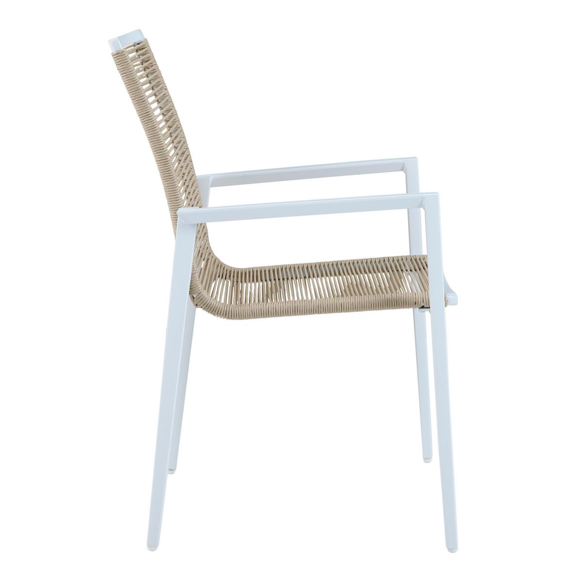 Gartenset Zora 5tlg - Weiß/Teakfarben, MODERN, Metall (160/90/74cm) - Ambia Garden