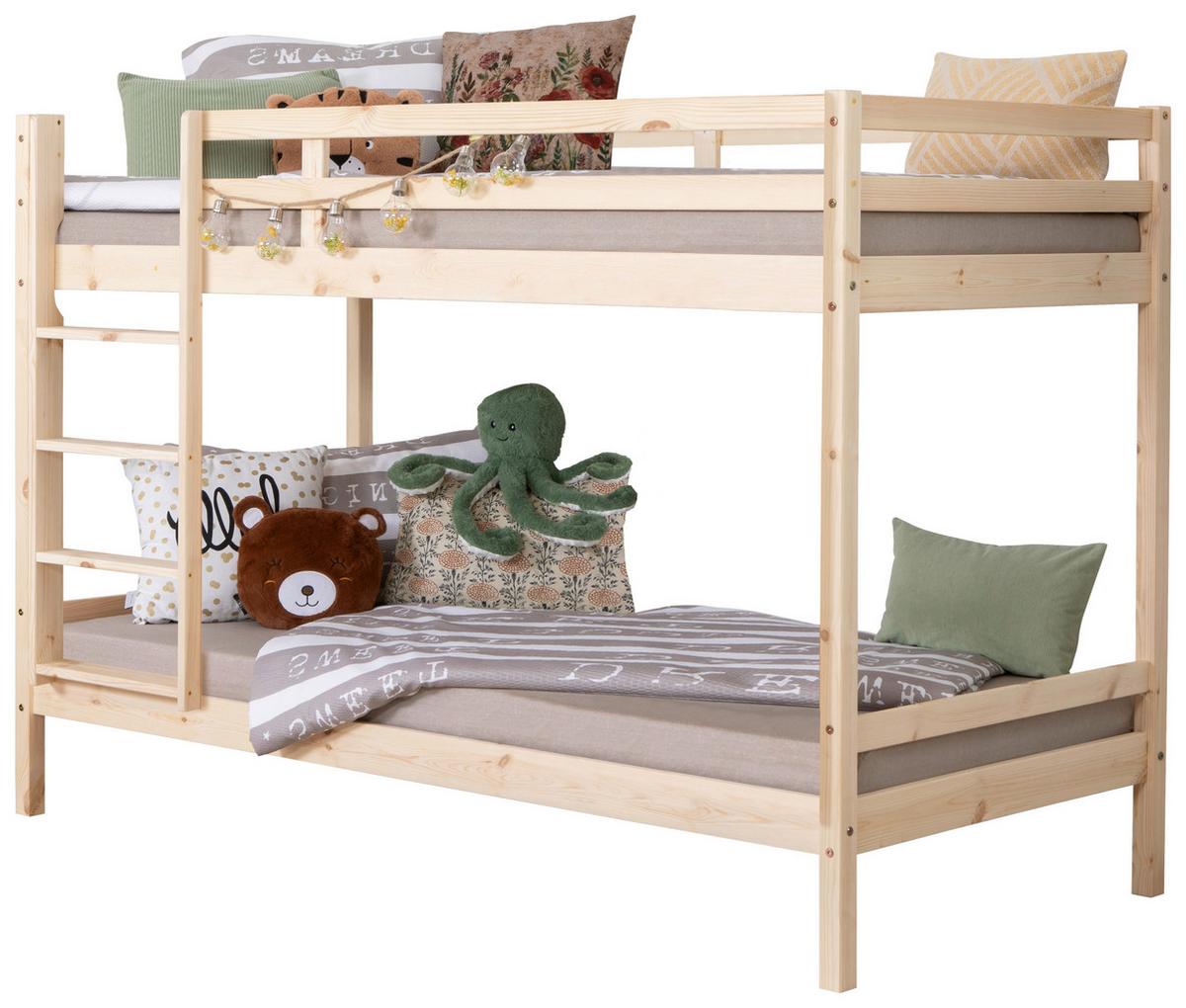 Etagenbett Rene Kiefer Massiv 90 Cm M. Leiter - Naturfarben, MODERN, Holz (90/200cm) - MID.YOU