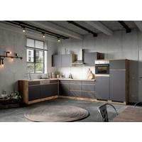 Eckküche Turin ohne Geräte 360x240 cm Grau/Eiche Dekor - Eiche Wotan/Grau, Design, Holzwerkstoff (360cm) - Held