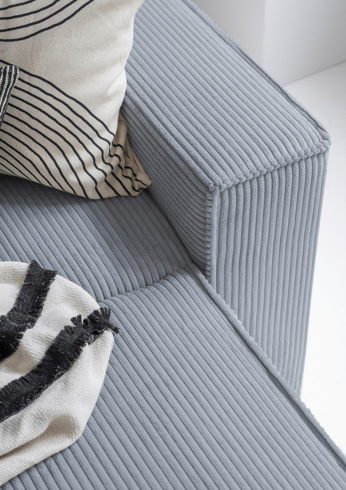 Rohová sedačka OLIVER, světle šedá, manšestr, levá - černá/světle šedá, Design, textil/plast (194/322/156cm) - MID.YOU