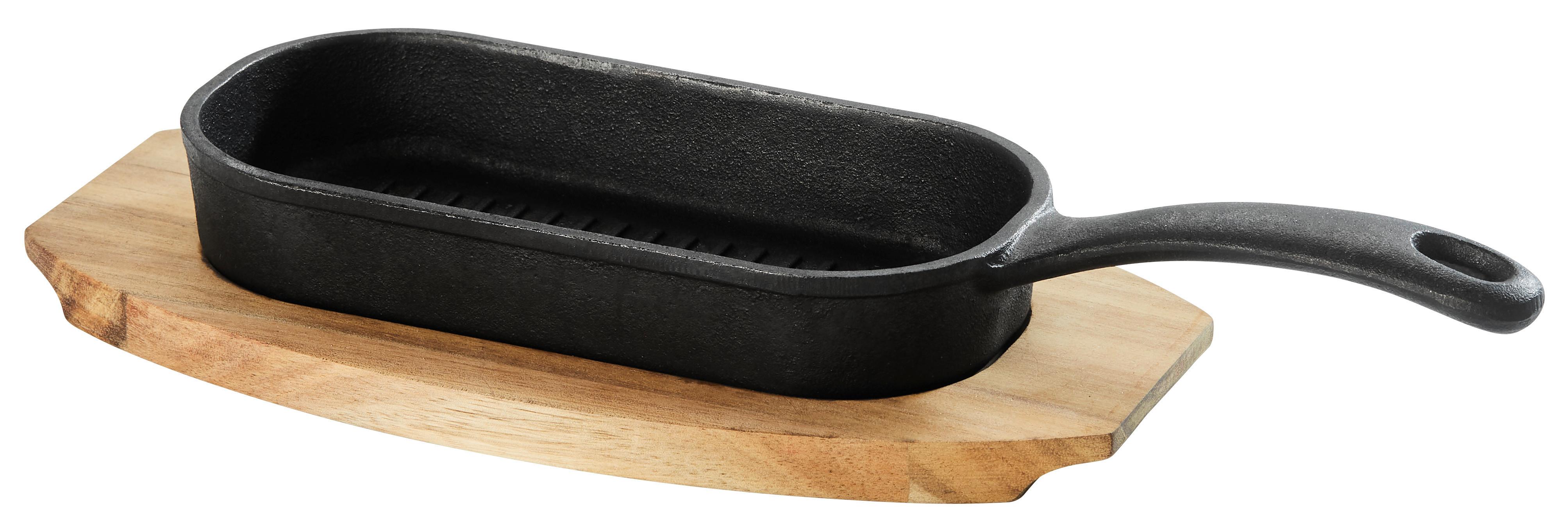 Pánev servírovací Gourmet - černá/přírodní barvy, Konvenční, kov/dřevo (31,6/14,5/5cm) - Mömax
