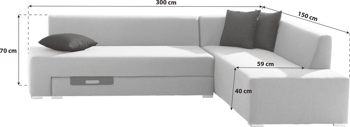Loungegarnitur 3-tlg Wellington Textil Mit Kissen - Grau, Basics, Textil (300/150/70cm) - Gardenson
