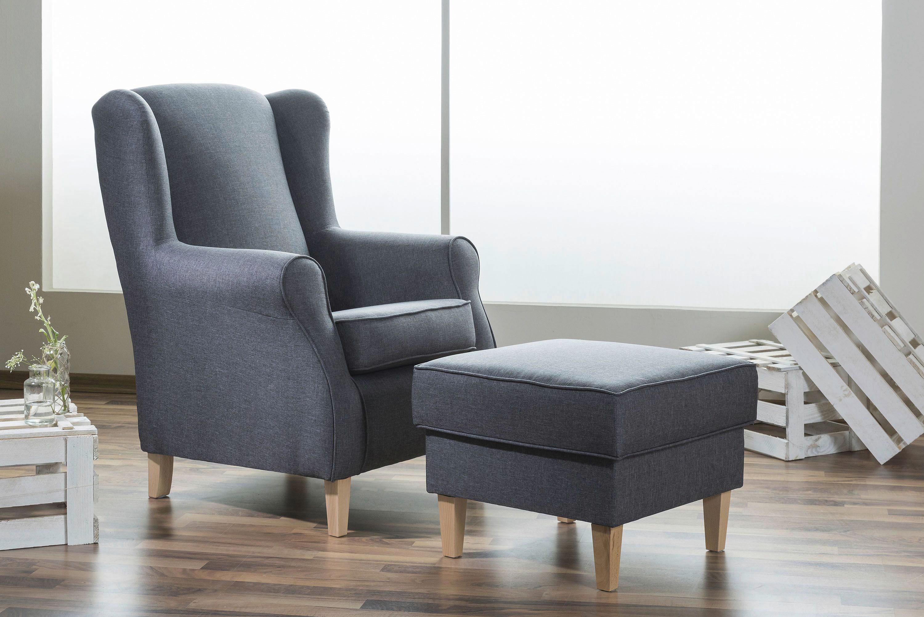 Hocker Lorris - Blau/Buchefarben, Design, Textil (53/45/53cm) - Max Winzer