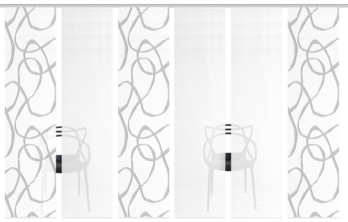 Flächenvorhang Ophelia 6er Set - Grau Hochglanz/Weiß, KONVENTIONELL, Textil (60/260cm)