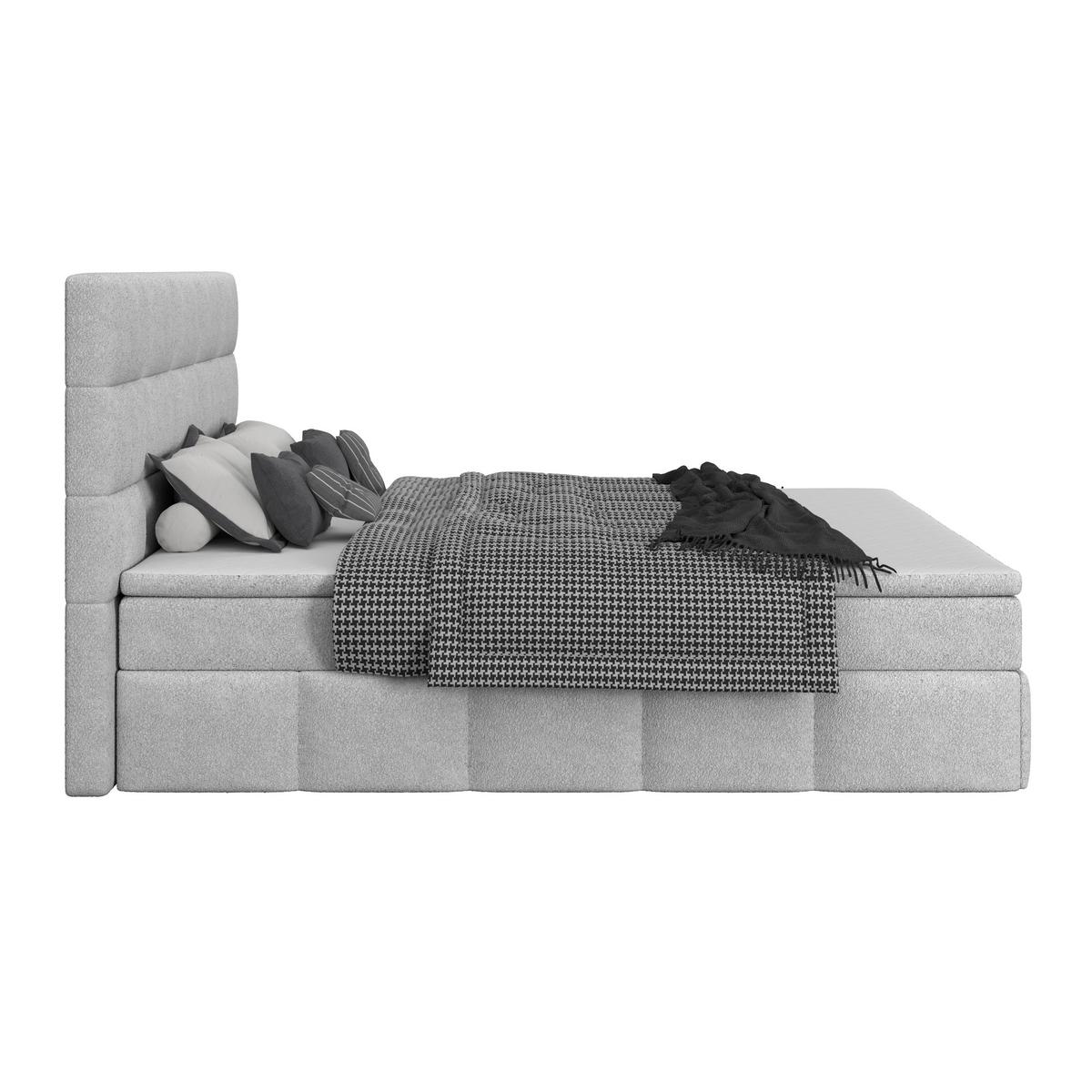 Polsterbett Alba Boucle Grau, 160x200 cm - Schwarz/Grau, Trend, Textil (160/200cm)