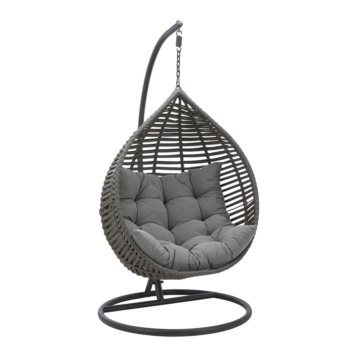 Závesné kreslo NANCY - čierna/tmavosivá, Modern, kov/textil (105/196/120cm) - Bessagi Garden