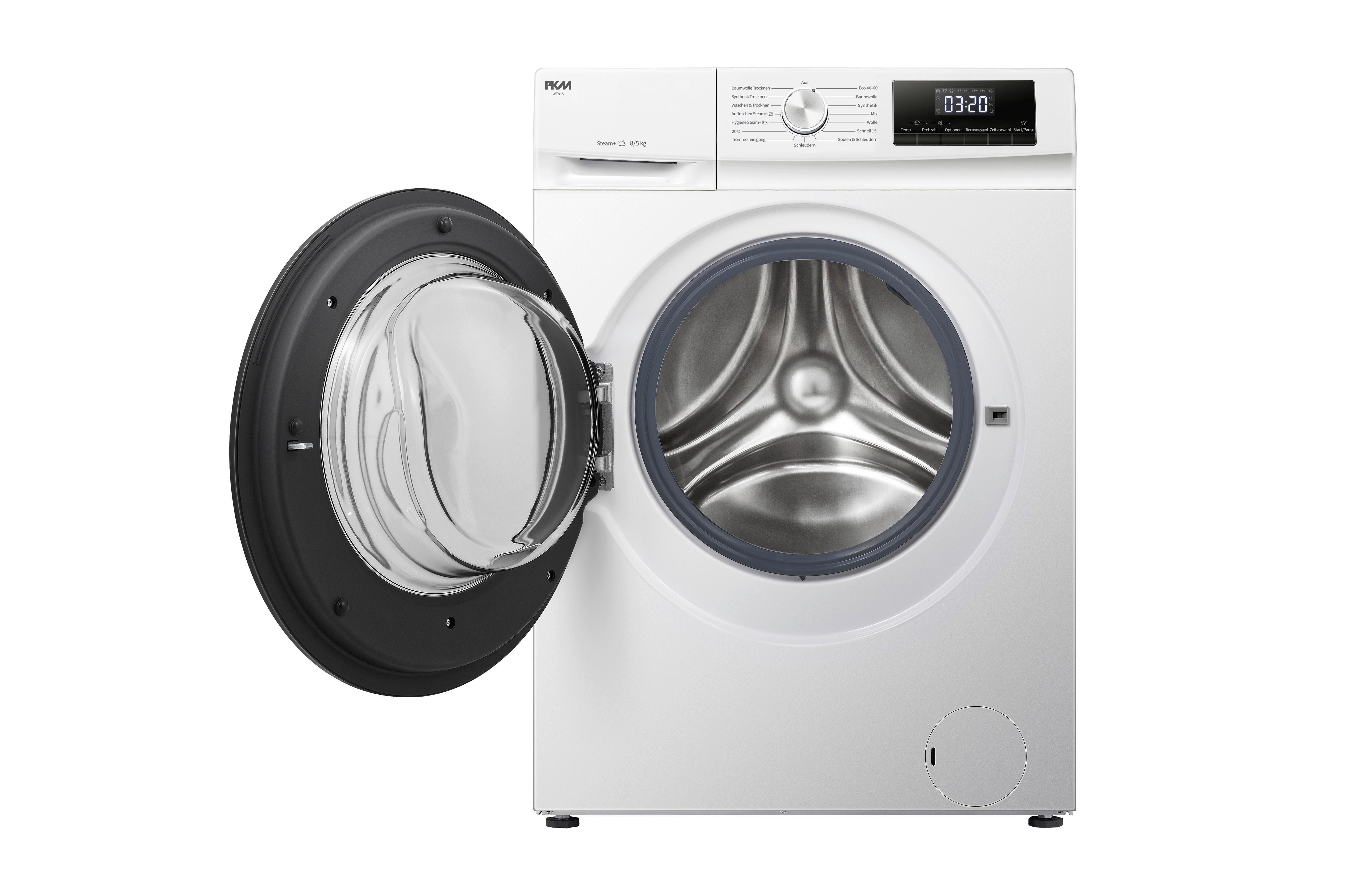 Waschtrockner Wt8+5 8kg/5kg 1400 U/min Steam-Funktion - Weiß, Trend (59,5/84,5/54cm) - PKM