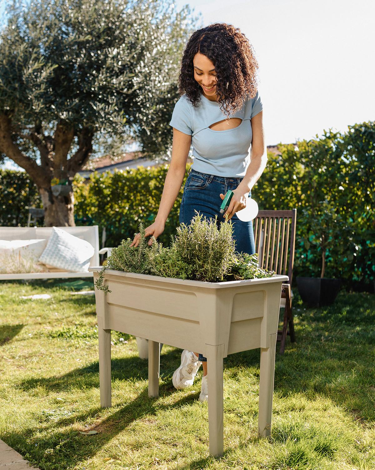 Hochbeet Kunststoff Victoria 78x81x38 cm Hellgrau - Hellgrau, Basics, Kunststoff (78/81/38cm)