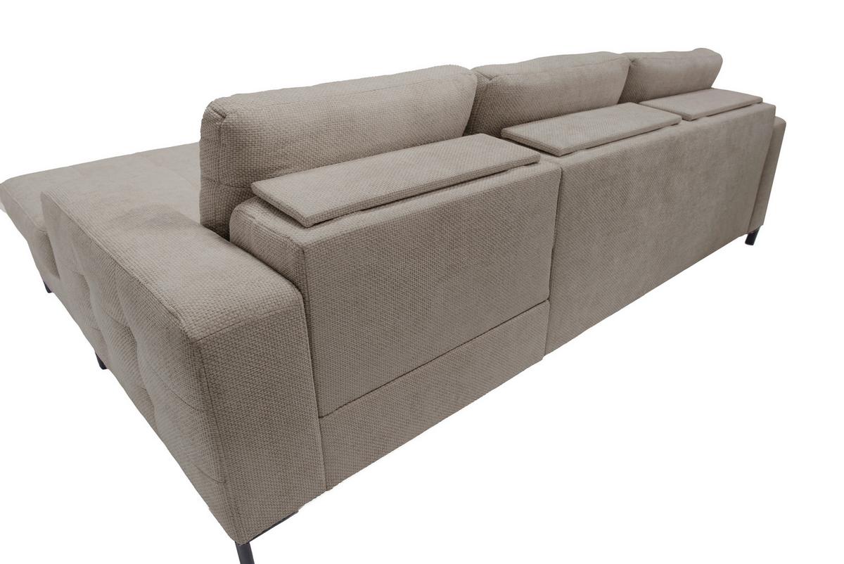 Ecksofa Bonito, Hellbraun Schenkel: 255x176 cm - Hellbraun/Schwarz, Design, Textil (260/176cm) - Livetastic