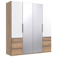 Drehtürenschrank Mit Spiegel 200cm Level 36a, Eichendekor - Eichefarben/Silberfarben, MODERN, Glas/Holzwerkstoff (200/216/58cm) - MID.YOU