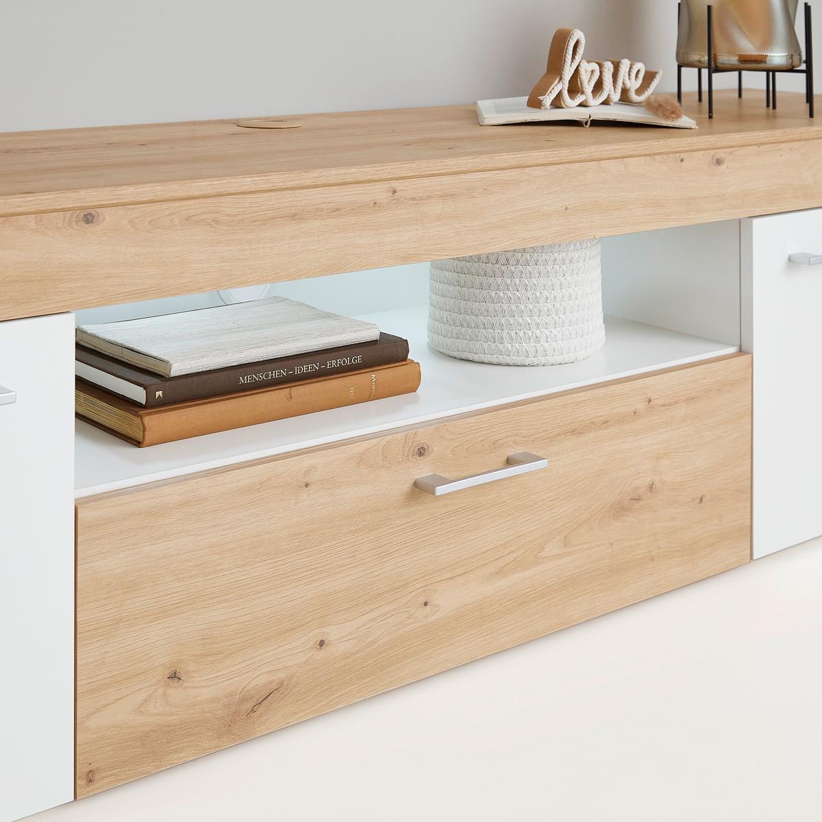 Tv-lowboard Valencia 180 Cm Artisan Eiche Dekor - MODERN, Holzwerkstoff (180/49,4/40cm)