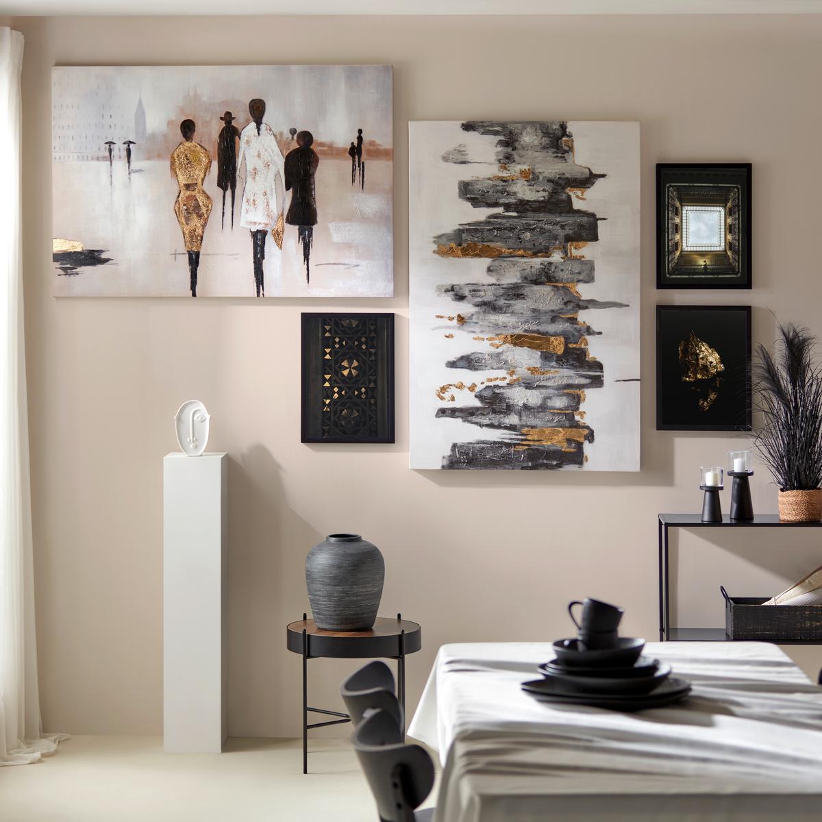 MALBA NA PLÁTNĚ Acryl, 120/80cm - šedá/černá, dřevo/textil (120/80cm) - Premium Living