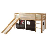 Spielbett Manuel Schwarz/Weiß Kiefer Massiv 90 cm Rutsche - Schwarz/Weiß, Natur, Holz (90/200cm) - MID.YOU