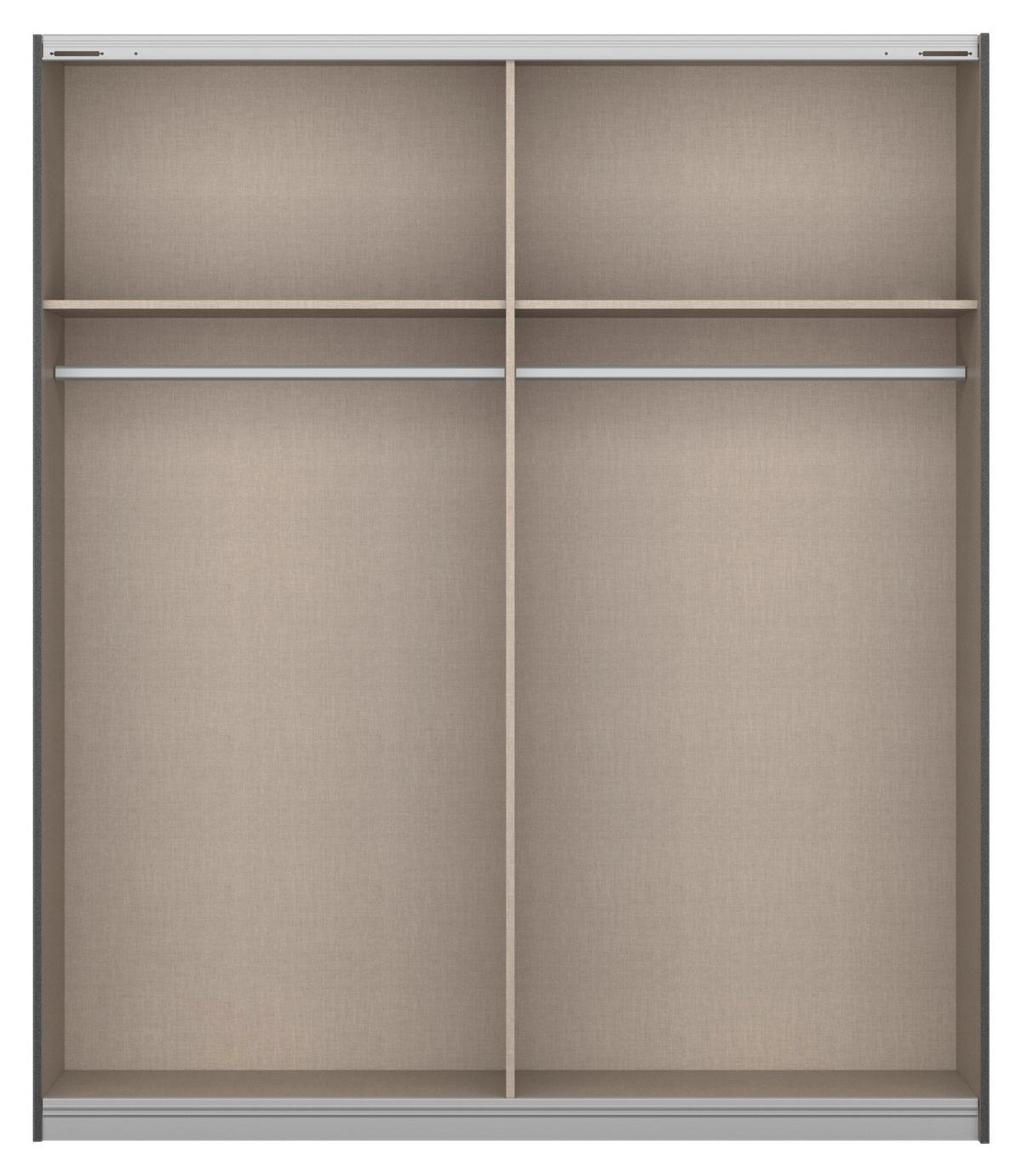 Schwebetürenschrank Artemis B: 181 Cm Anthrazit/weiß - Anthrazit/Weiß, MODERN, Glas/Holzwerkstoff (181/210/62cm) - Rauch Möbel