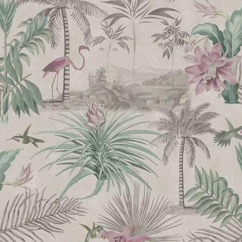 Vliestapete Paradise, Grau/rosa - Pink/Grau, Basics, Papier/Kunststoff (52/1005cm)