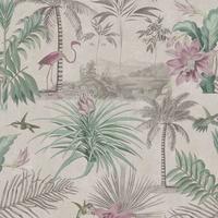 Vliestapete Paradise, Grau/rosa - Pink/Grau, Basics, Papier/Kunststoff (52/1005cm)