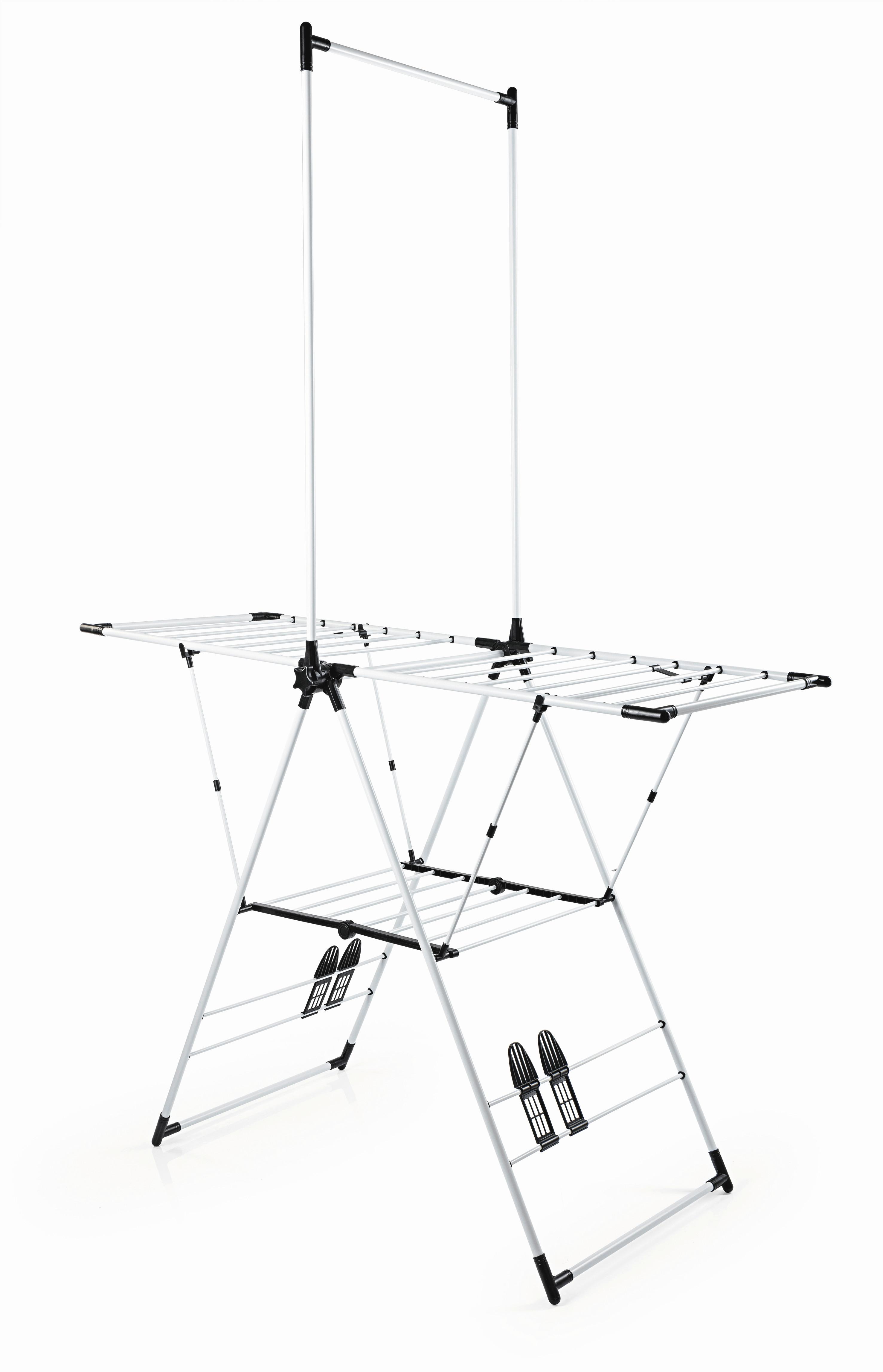 Wäschetrockner Easymaxx Schwarz, Weiß, L: 138 cm - Schwarz/Weiß, Basics, Kunststoff/Metall (138/61/200cm)