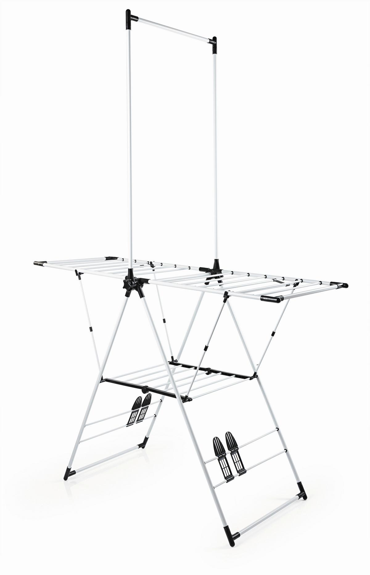 Wäschetrockner Easymaxx Schwarz, Weiß, L: 138 cm - Schwarz/Weiß, Basics, Kunststoff/Metall (138/61/200cm)
