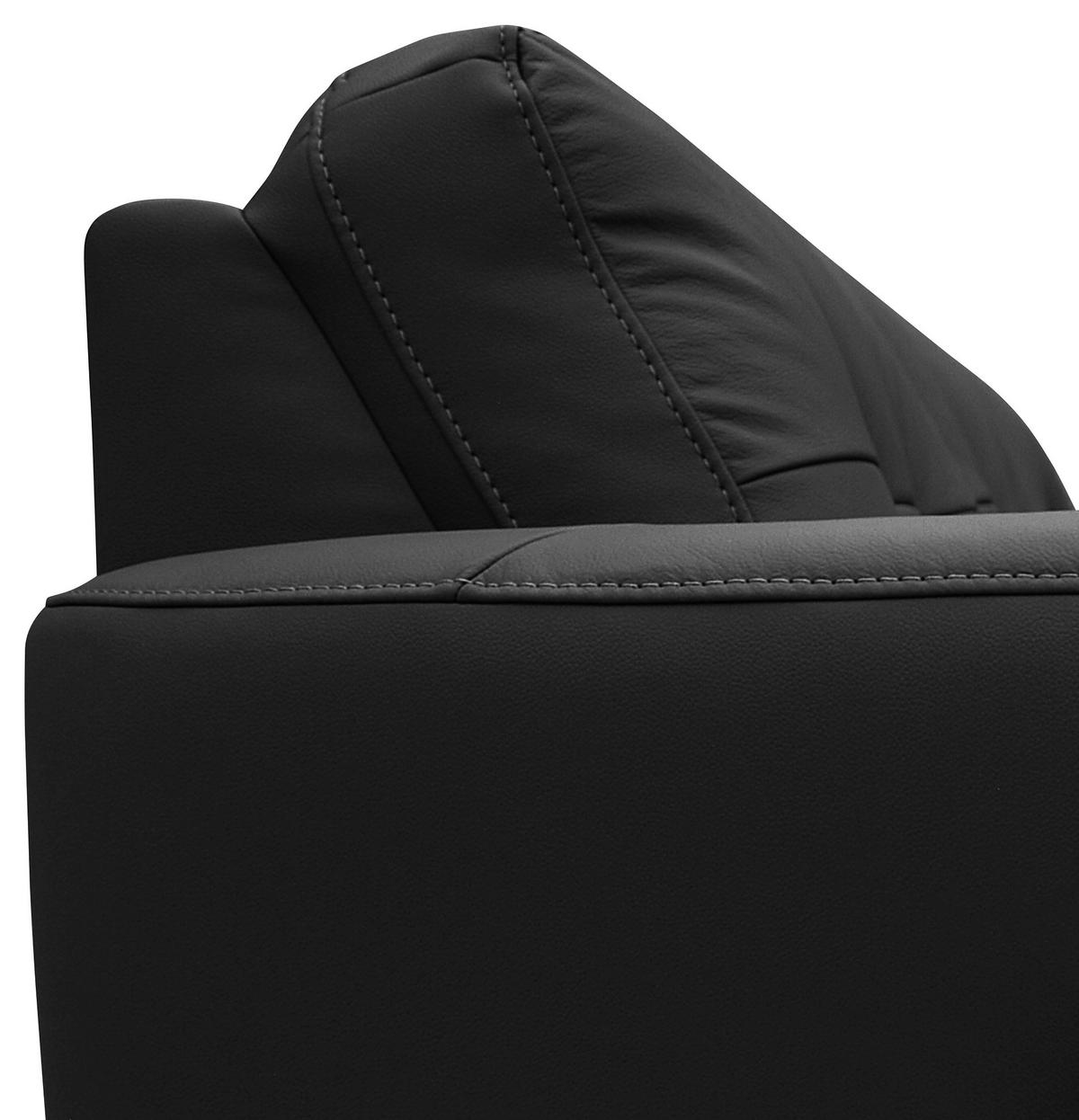 Ecksofa Nordic Schwarz S: 238x168 cm - Buchefarben/Schwarz, Design, Leder/Textil (238/168cm) - Livetastic