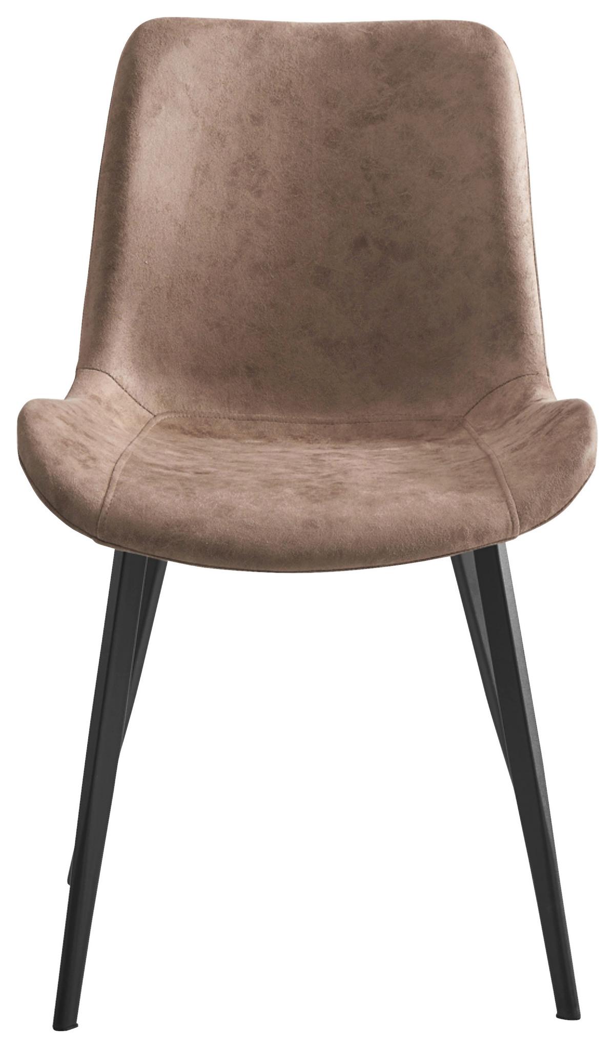 Vierfußstuhl Lorne Beige/Schwarz, Gepolstert - Beige/Schwarz, KONVENTIONELL, Textil/Metall (52/84,5/56cm)