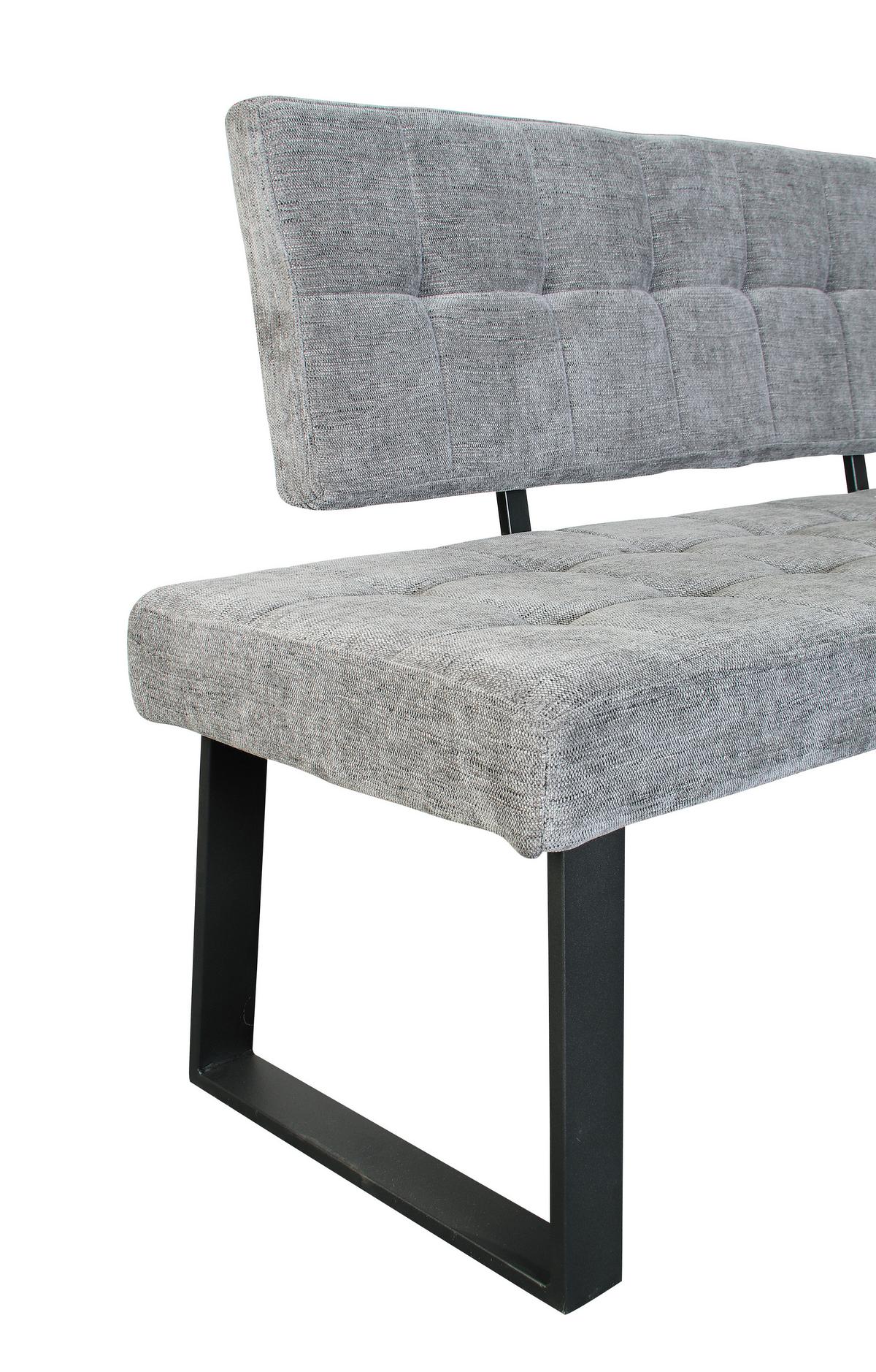 Eckbank Lavik - Hellgrau/Schwarz, MODERN, Textil/Metall (134/185cm) - MID.YOU