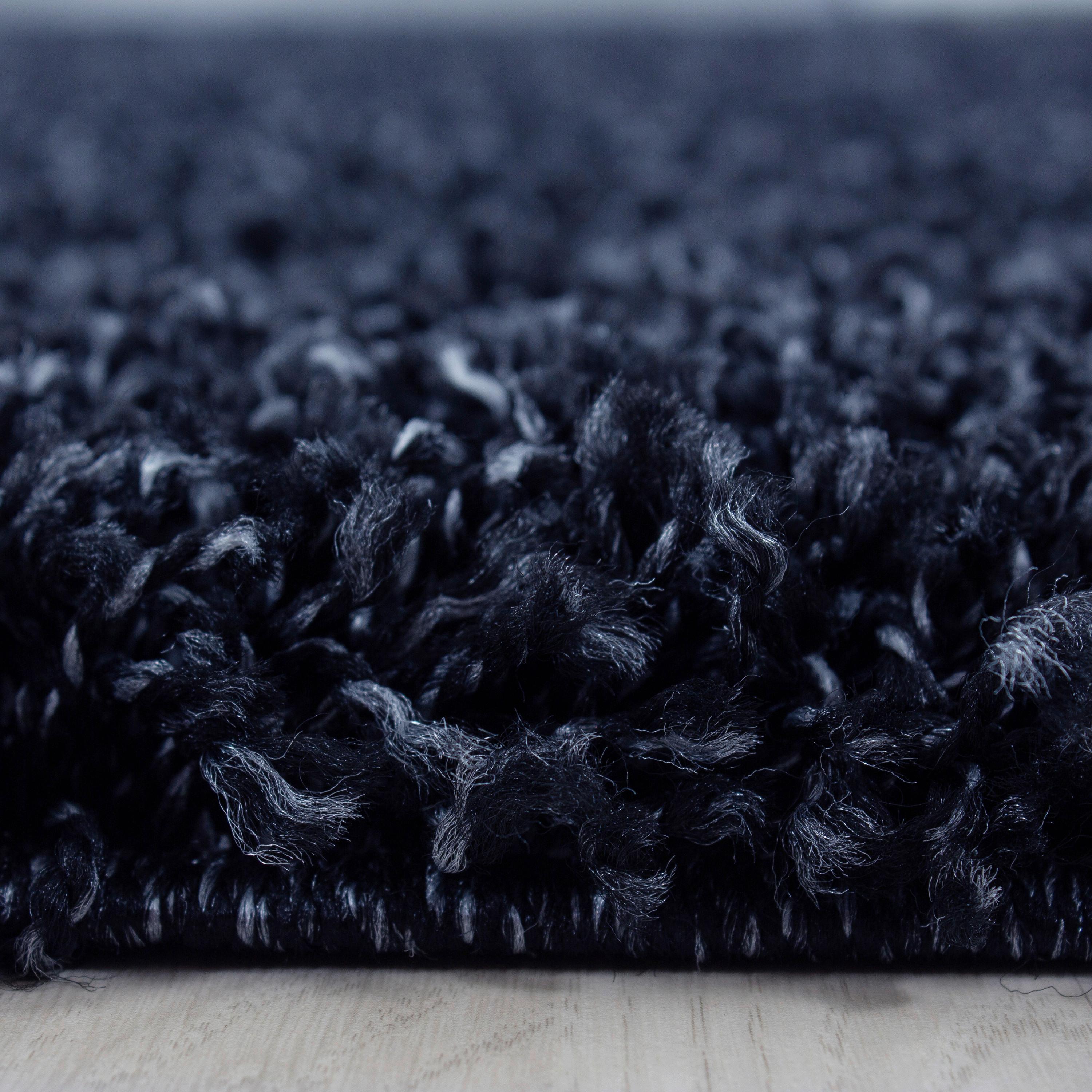 Hochflor Teppich Dunkelblau Life rund Ø 80 cm - Dunkelblau, KONVENTIONELL, Textil (80cm) - Ayyildiz 
