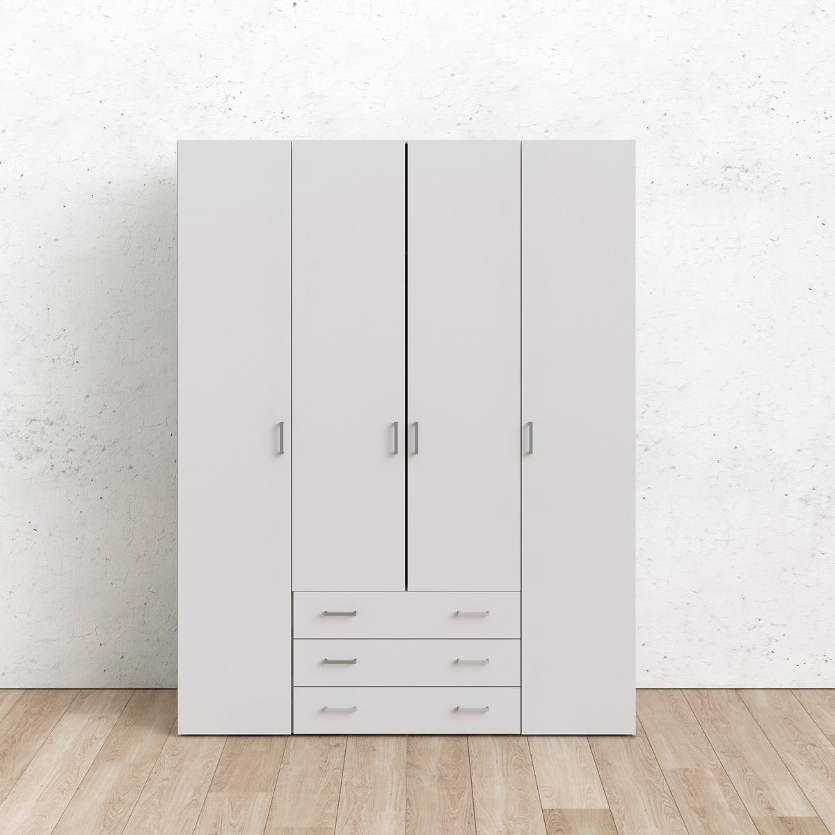Kleiderschrank Space, Weiß, B: 154 Cm - Weiß, Basics, Holzwerkstoff (154/200,4/49,5cm) - MID.YOU