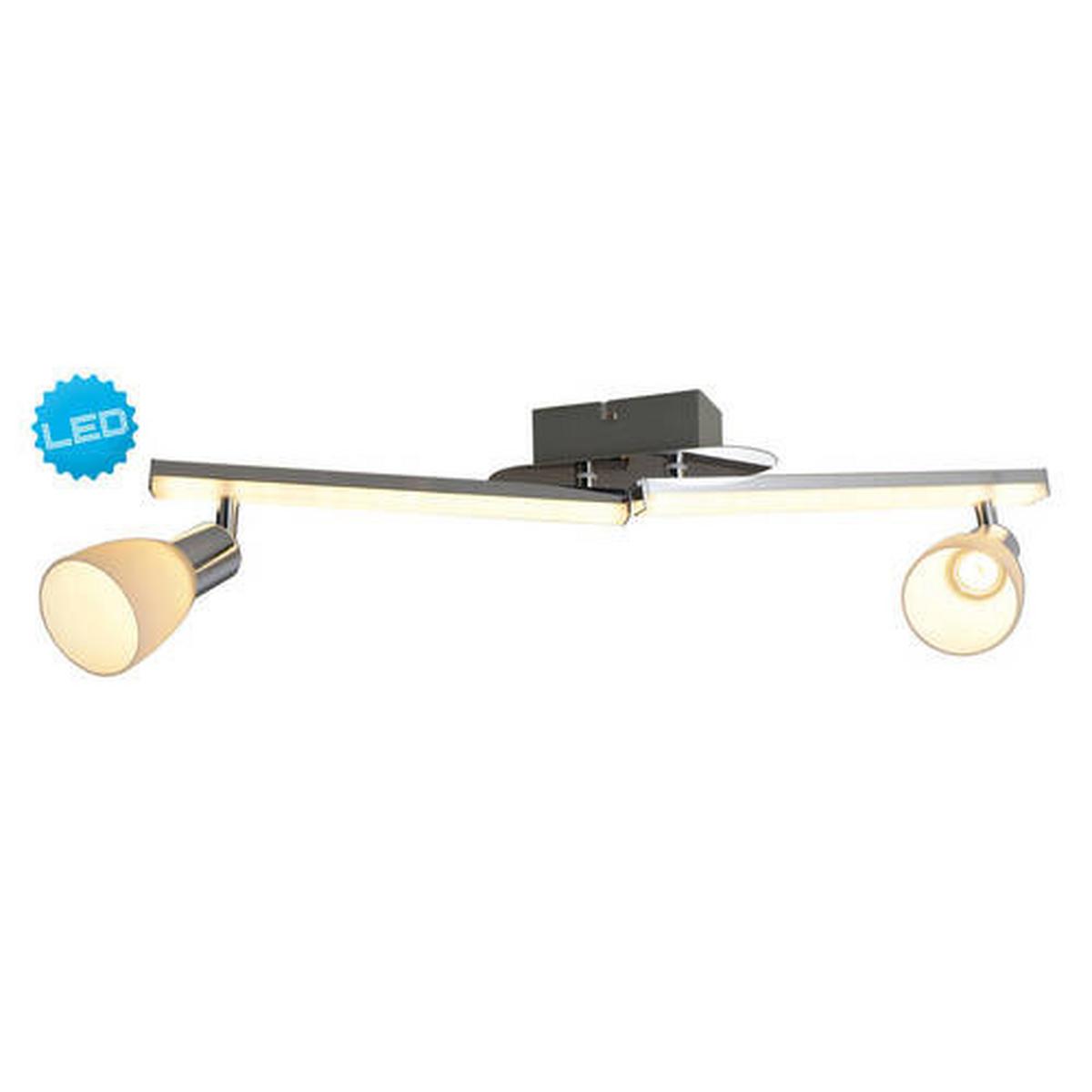 Strahler Ibiza 2-Flammig L: 61 cm - Chromfarben/Opal, Basics, Glas/Kunststoff (61cm) - Näve