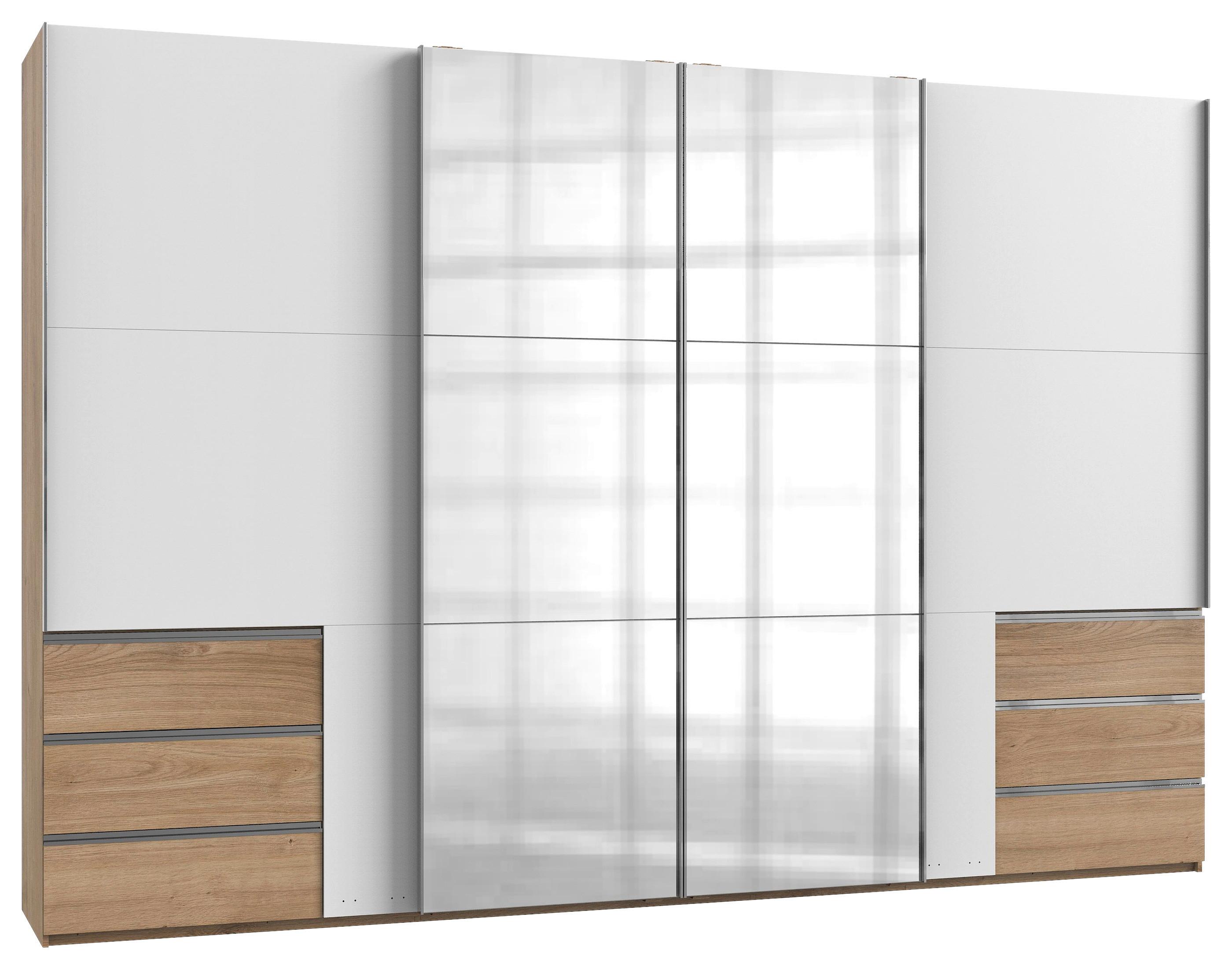 Schwebetürenschrank B: 350 cm Level 36A Weiß/Eiche Dekor - Eichefarben/Weiß, MODERN, Holzwerkstoff (350/236/65cm) - MID.YOU